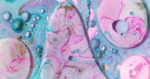 Liquid paint mixing artwork with splash and swirl Stock Footage 153296742