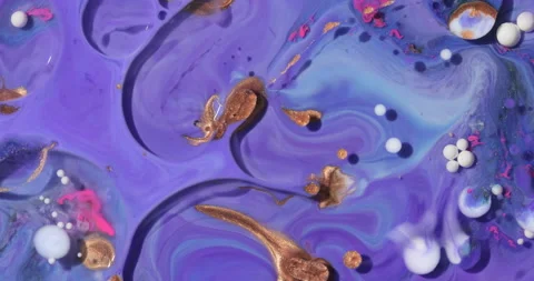 Liquid paint mixing artwork with splash and swirl Stock Footage 153953008