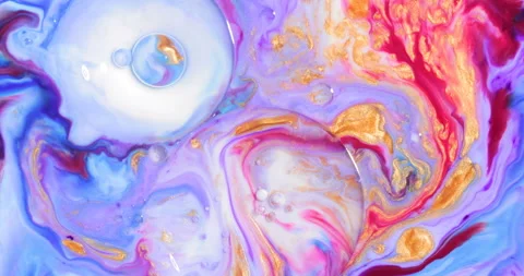 Liquid paint mixing artwork with splash and swirl Stock Footage 153953292