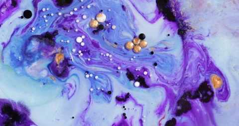 Liquid paint mixing artwork with splash and swirl Stock Footage 153953437