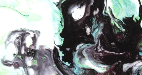Liquid paint mixing artwork with splash and swirl Stock Footage 153954145