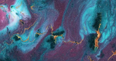 Liquid paint mixing artwork with splash and swirl Stock Footage 153955425