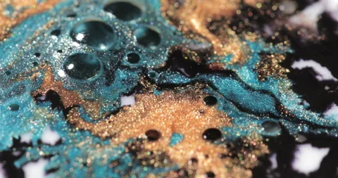 Liquid paint mixing artwork with splash and swirl Stock Footage 153956723
