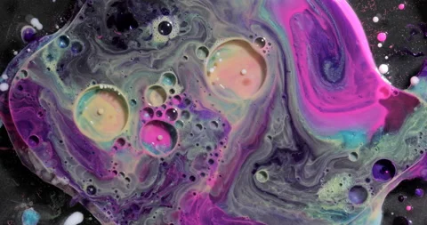 Liquid paint mixing artwork with splash and swirl Stock-Footage 154737019