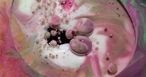 Liquid paint mixing artwork with splash and swirl Stock-Footage 154737720