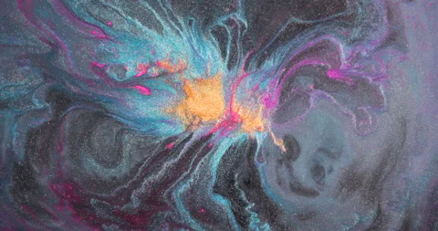 Liquid paint mixing artwork with splash and swirl Stock-Footage 154741371