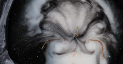 Liquid paint mixing artwork with splash and swirl Stock-Footage 154741915