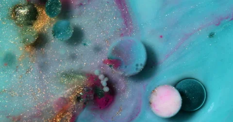 Liquid paint mixing artwork with splash and swirl Stock-Footage 154742428