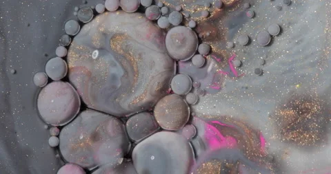 Liquid paint mixing artwork with splash and swirl Stock-Footage 154744460