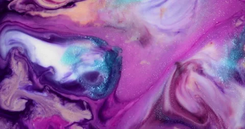 Liquid paint mixing artwork with splash and swirl Stock-Footage 155076343