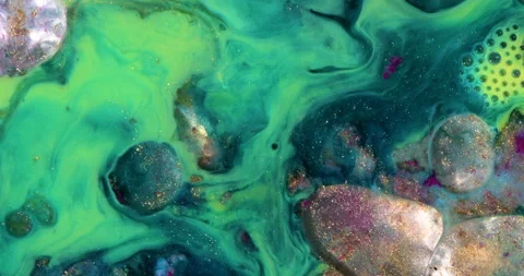 Liquid paint mixing artwork with splash and swirl Stock-Footage 155078876
