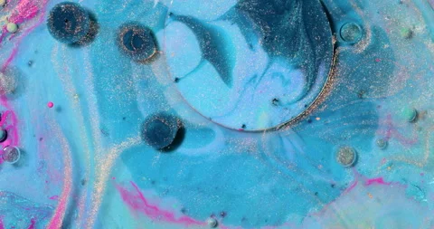 Liquid paint mixing artwork with splash and swirl Stock-Footage 155080401