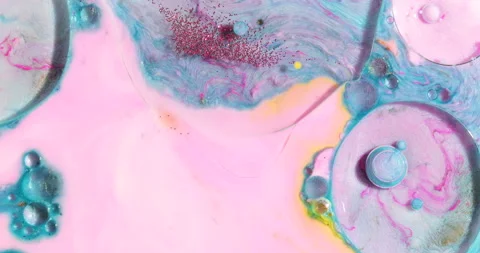 Liquid paint mixing artwork with splash and swirl Stock-Footage 155661470