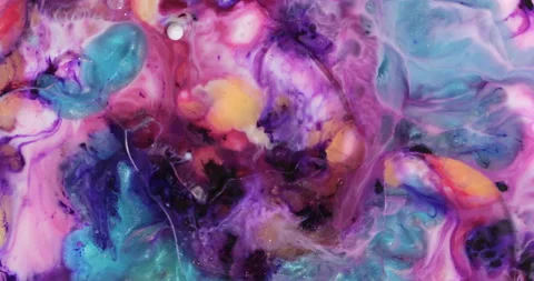 Liquid paint mixing artwork with splash and swirl Stock-Footage 155661875