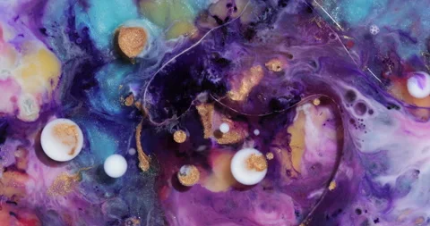 Liquid paint mixing artwork with splash and swirl Stock-Footage 155662018