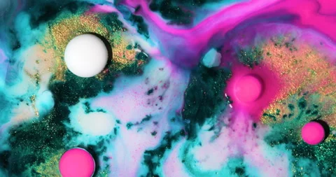 Liquid paint mixing artwork with splash and swirl Stock-Footage 155662600