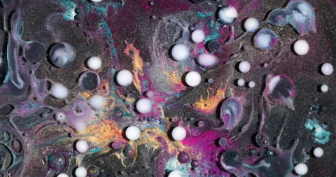 Liquid paint mixing artwork with splash and swirl Stock-Footage 155663573