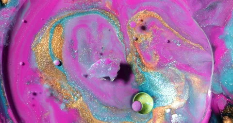 Liquid paint mixing artwork with splash and swirl Stock-Footage 155664061