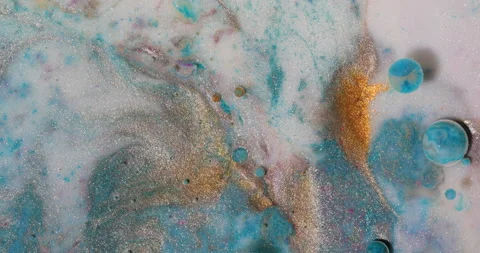 Liquid paint mixing artwork with splash and swirl Stock-Footage 155664753