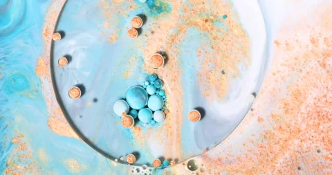 Liquid paint mixing artwork with splash and swirl Stock-Footage 156083826