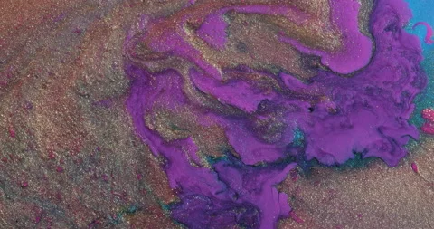 Liquid paint mixing artwork with splash and swirl Stock Footage 156094171