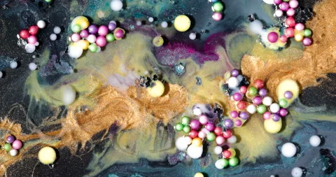 Liquid paint mixing artwork with splash and swirl Stock-Footage 156107280