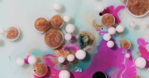 Liquid paint mixing artwork with splash and swirl Stock-Footage 156834481