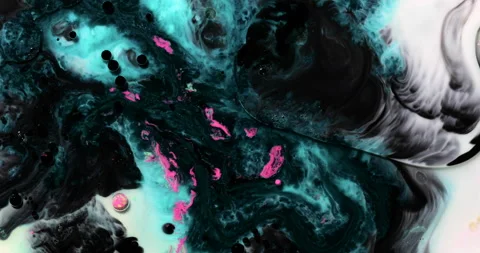 Liquid paint mixing artwork with splash and swirl Stock Footage 156834821