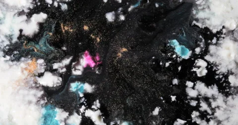 Liquid paint mixing artwork with splash and swirl Stock-Footage 156837221