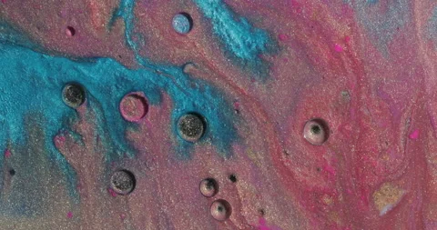 Liquid paint mixing artwork with splash and swirl Stock-Footage 156837522