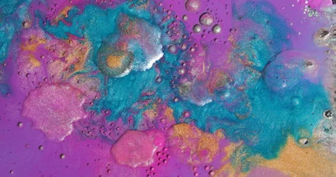 Liquid paint mixing artwork with splash and swirl Stock-Footage 156837813