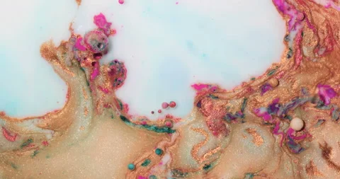 Liquid paint mixing artwork with splash and swirl Stock-Footage 156838085