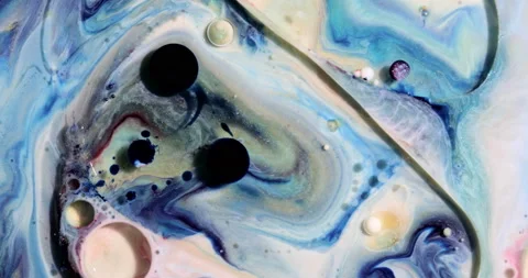 Liquid paint mixing artwork with splash and swirl Stock Footage 157206066