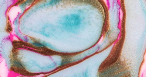 Liquid paint mixing artwork with splash and swirl Stock Footage 157206712