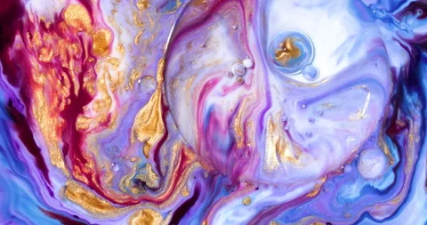 Liquid paint mixing artwork with splash and swirl Stock Footage 157207352