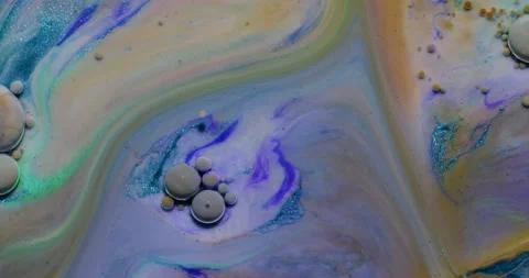 Liquid paint mixing artwork with splash and swirl Stock Footage 157207716
