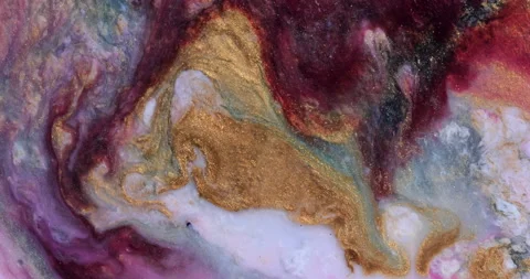 Liquid paint mixing artwork with splash and swirl Stock Footage 157208149