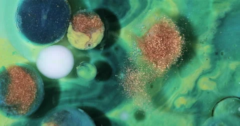 Liquid paint mixing artwork with splash and swirl Stock Footage 157208545