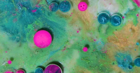 Liquid paint mixing artwork with splash and swirl Stock Footage 157210939