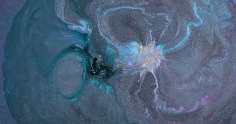 Liquid paint mixing artwork with splash and swirl Stock Footage 157212406