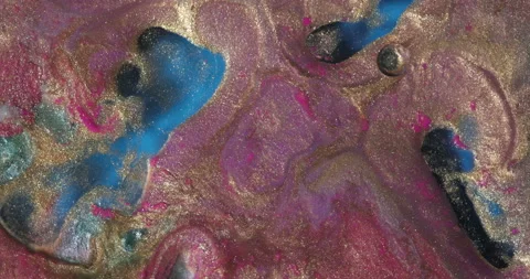 Liquid paint mixing artwork with splash and swirl Stock Footage 157213846