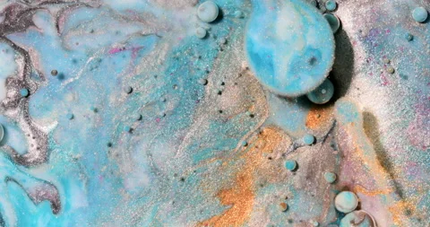 Liquid paint mixing artwork with splash and swirl Stock Footage 157829034