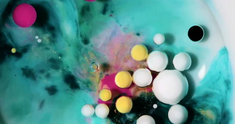Liquid paint mixing artwork with splash and swirl Stock Footage 157829394