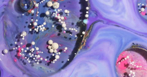 Liquid paint mixing artwork with splash and swirl Stock Footage 157830171