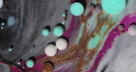 Liquid paint mixing artwork with splash and swirl Stock Footage 158808376