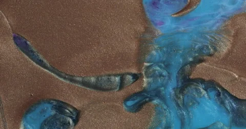 Liquid paint mixing artwork with splash and swirl Stock Footage 159028582