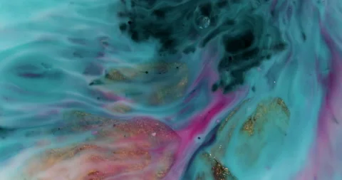 Liquid paint mixing artwork with splash and swirl Stock Footage 159028869