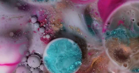 Liquid paint mixing artwork with splash and swirl Stock Footage 159029593