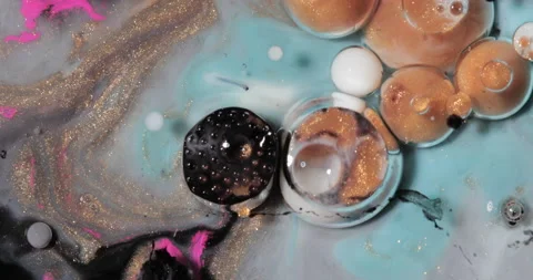 Liquid paint mixing artwork with splash and swirl Stock Footage 159031509