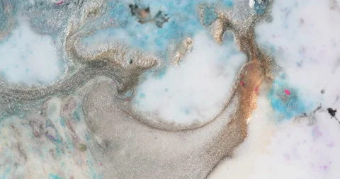 Liquid paint mixing artwork with splash and swirl Stock Footage 159033098